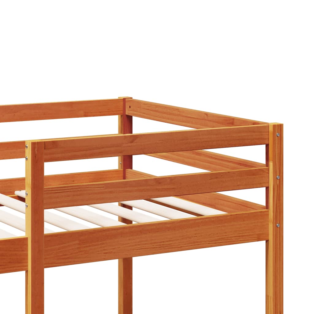 Loft Bed Frame without mattress Wax Brown 90x190cm Solid Wood Pine