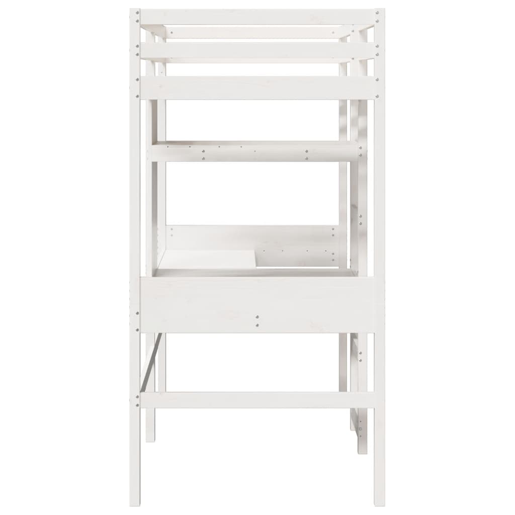 Loft Bed Frame without Mattress White 75x190cm Solid Wood Pine