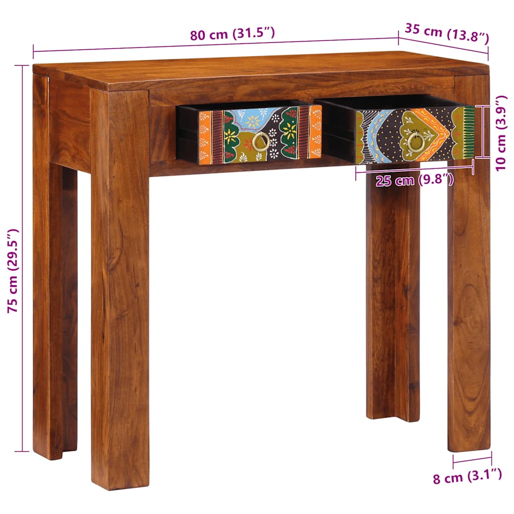 Solid Wood Acacia Console Table 80x35x75 cm - Elegant & Durable