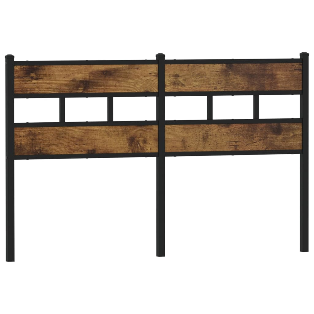 Headboard Smoked Oak 160 cm Iron and Engineered Wood