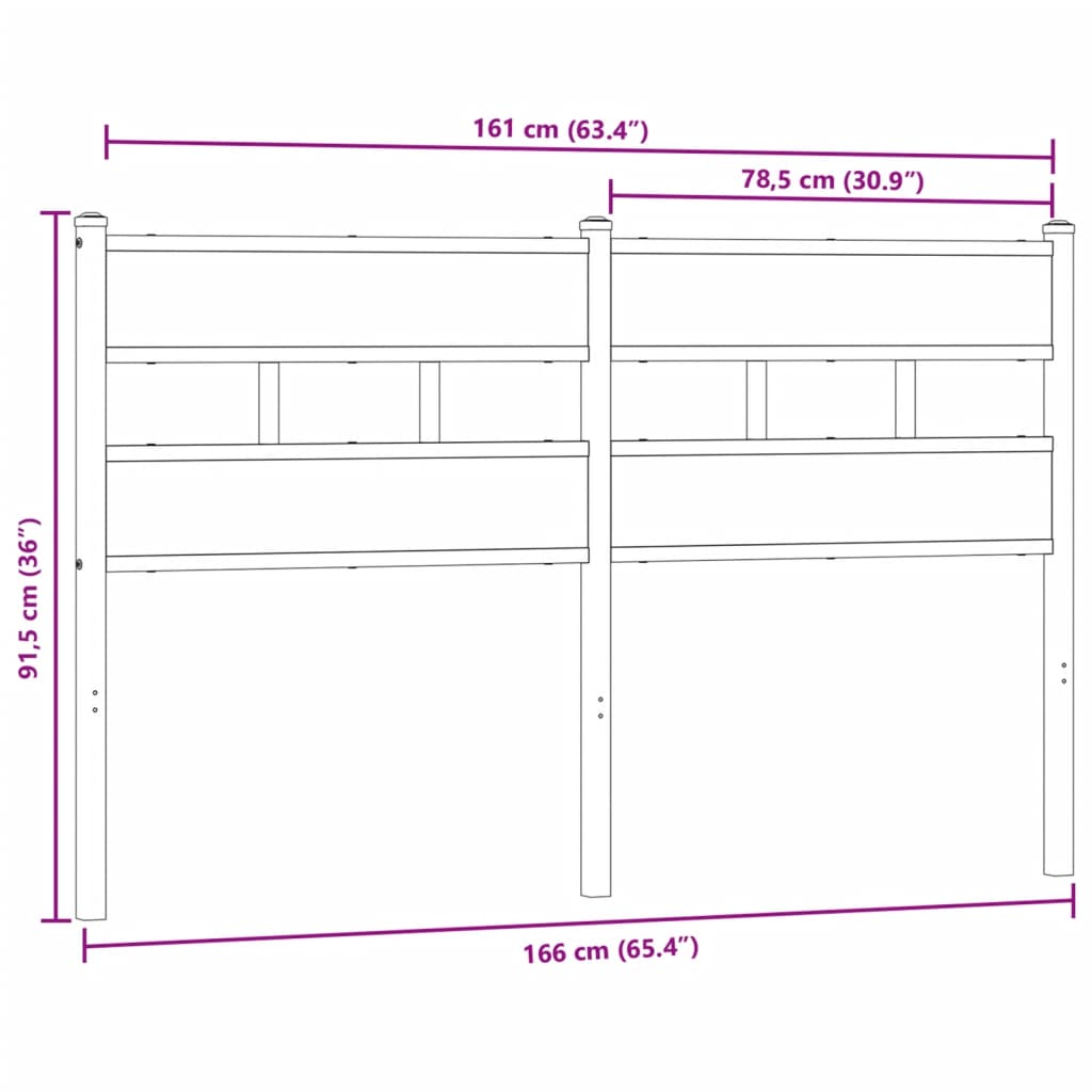 Headboard Smoked Oak 160 cm Iron and Engineered Wood