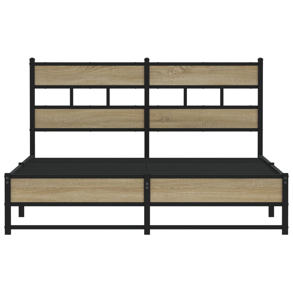 Metal Bed Frame without Mattress Sonoma Oak 135x190 cm Double