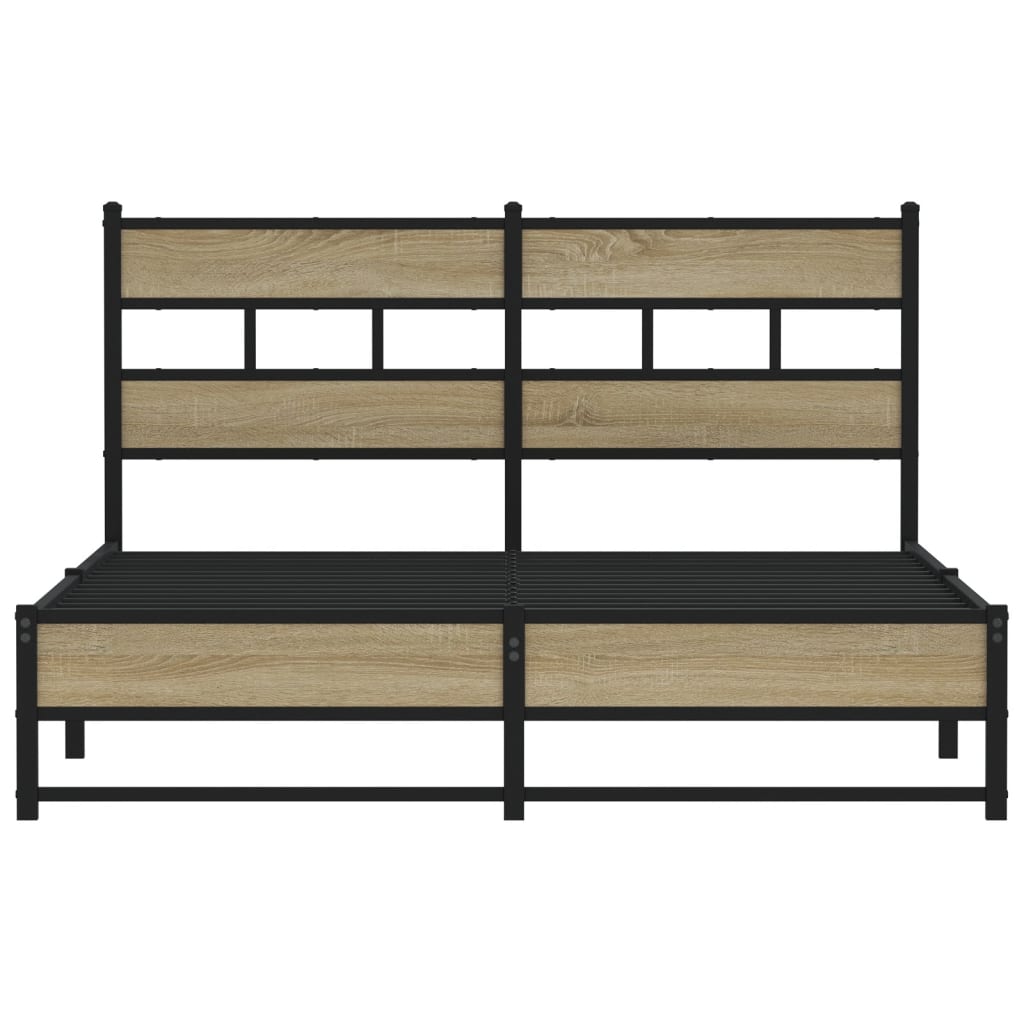 Metal Bed Frame without Mattress Sonoma Oak 140x200 cm