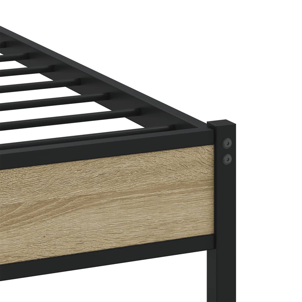 Metal Bed Frame without Mattress Sonoma Oak 140x200 cm