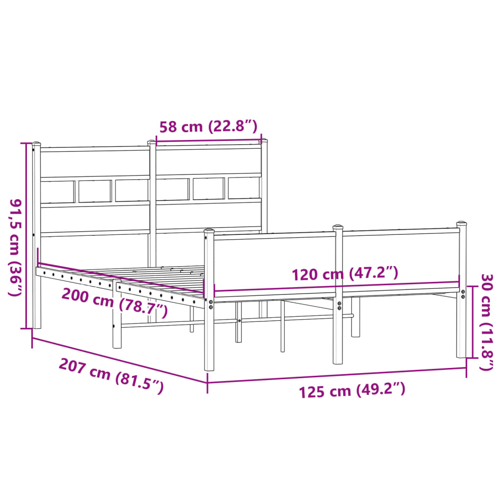 Bed Frame without Mattress Sonoma Oak 120x200 cm Engineered Wood