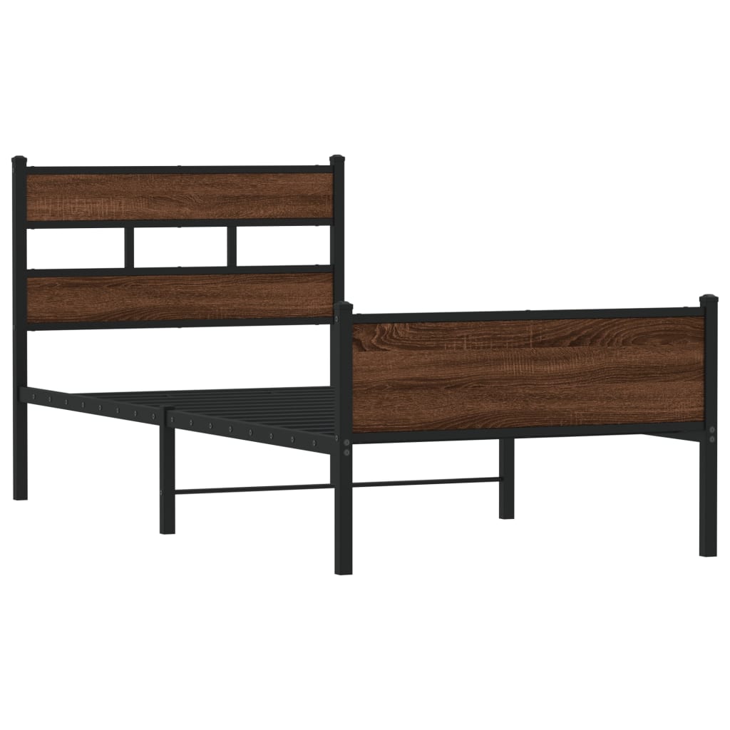 Bed Frame without Mattress Brown Oak 90x200 cm Engineered Wood