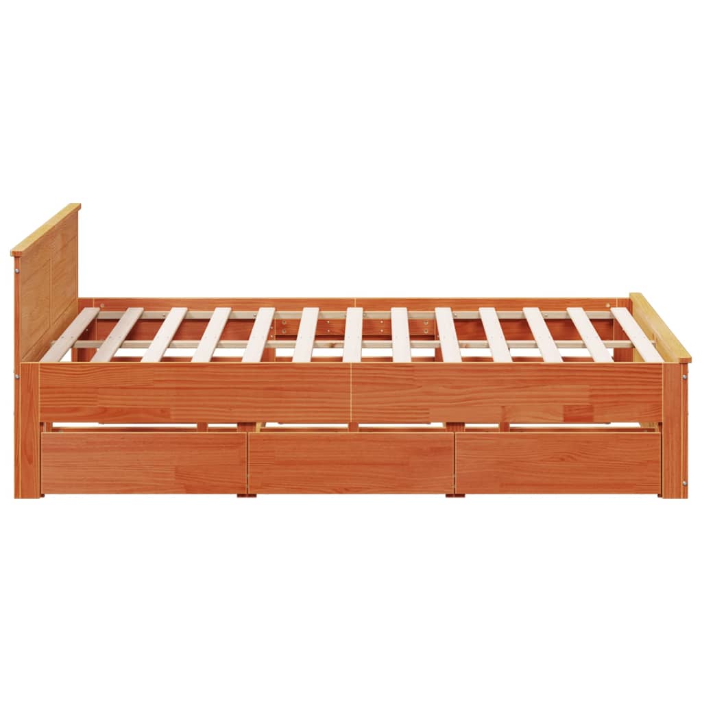 Bed Frame without Mattress with Headboard Wax Brown 180x200 cm Super King Solid Wood Pine