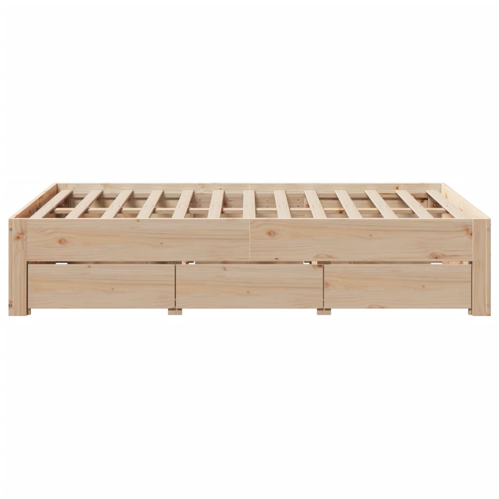 Bed Frame without Mattress with Drawers 120x200 cm Solid Wood Pine