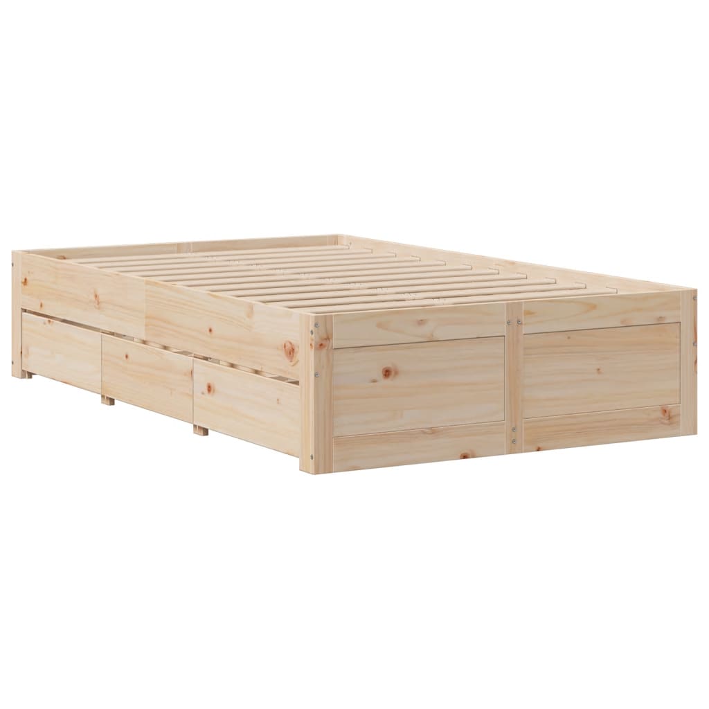 Bed Frame without Mattress with Drawers 120x200 cm Solid Wood Pine