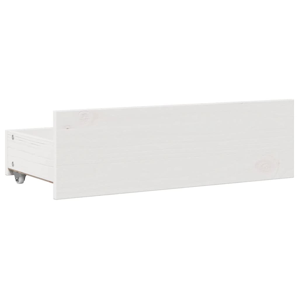 Bed Frame without Mattress with Drawers White 135x190 cm Double Solid Wood Pine