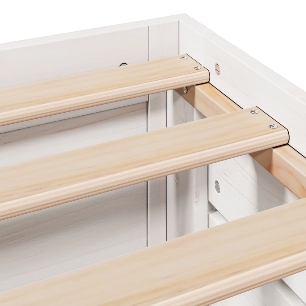 Bed Frame without Mattress with Drawers White 135x190 cm Double Solid Wood Pine