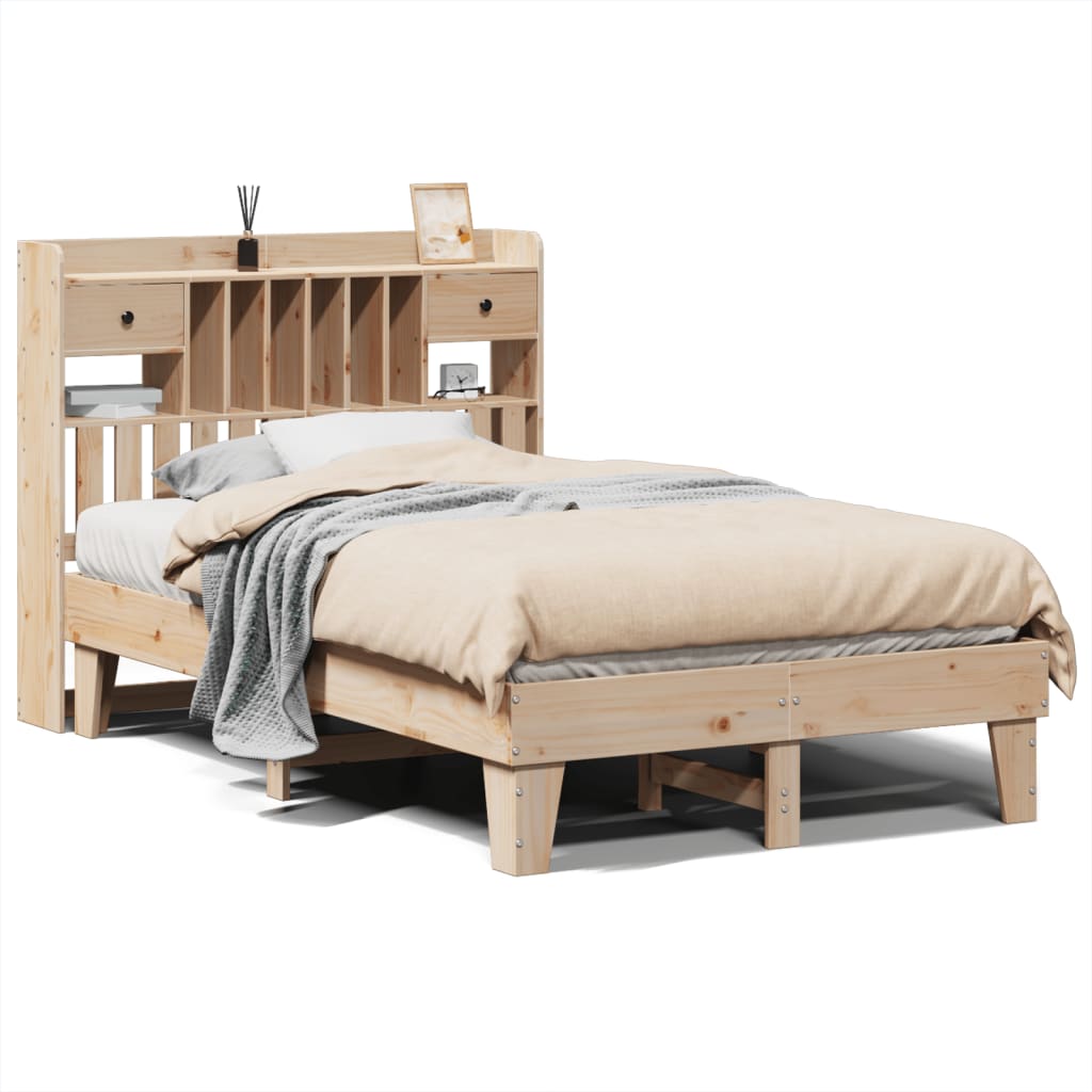 Natural Pine Solid Wood Bed Frame 135x190 cm - Mattress Not Included