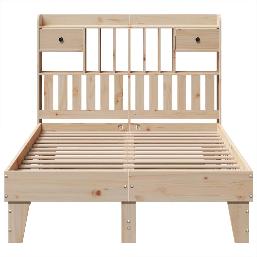 Natural Pine Solid Wood Bed Frame 135x190 cm - Mattress Not Included