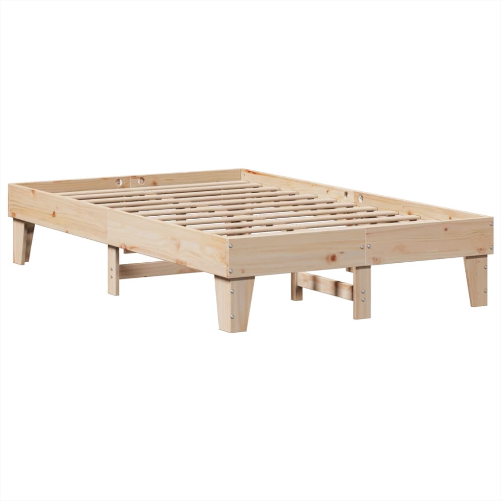 Natural Pine Solid Wood Bed Frame 135x190 cm - Mattress Not Included