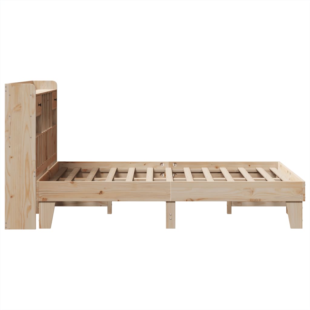 Natural Pine Solid Wood Bed Frame 135x190 cm - Mattress Not Included