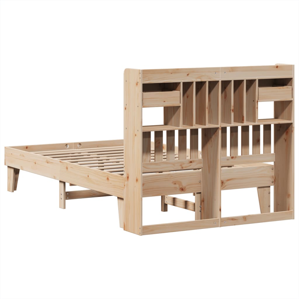 Natural Pine Solid Wood Bed Frame 135x190 cm - Mattress Not Included