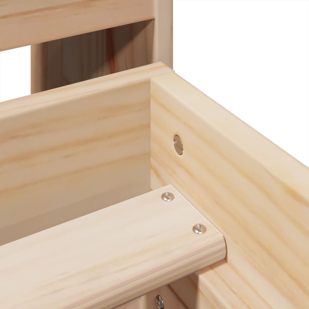 Natural Pine Solid Wood Bed Frame 135x190 cm - Mattress Not Included