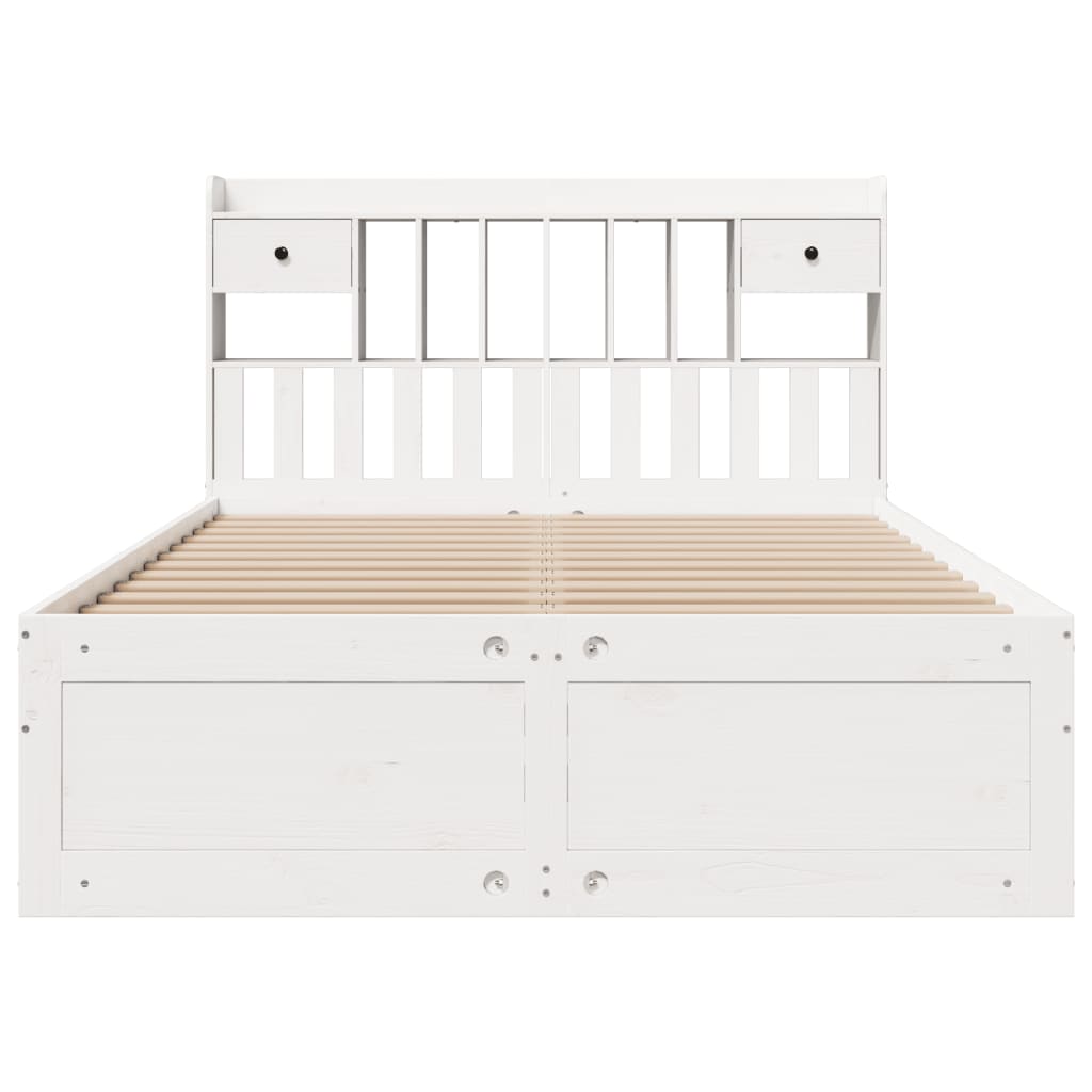 Bookcase Bed without Mattress White 140x190 cm Solid Wood Pine