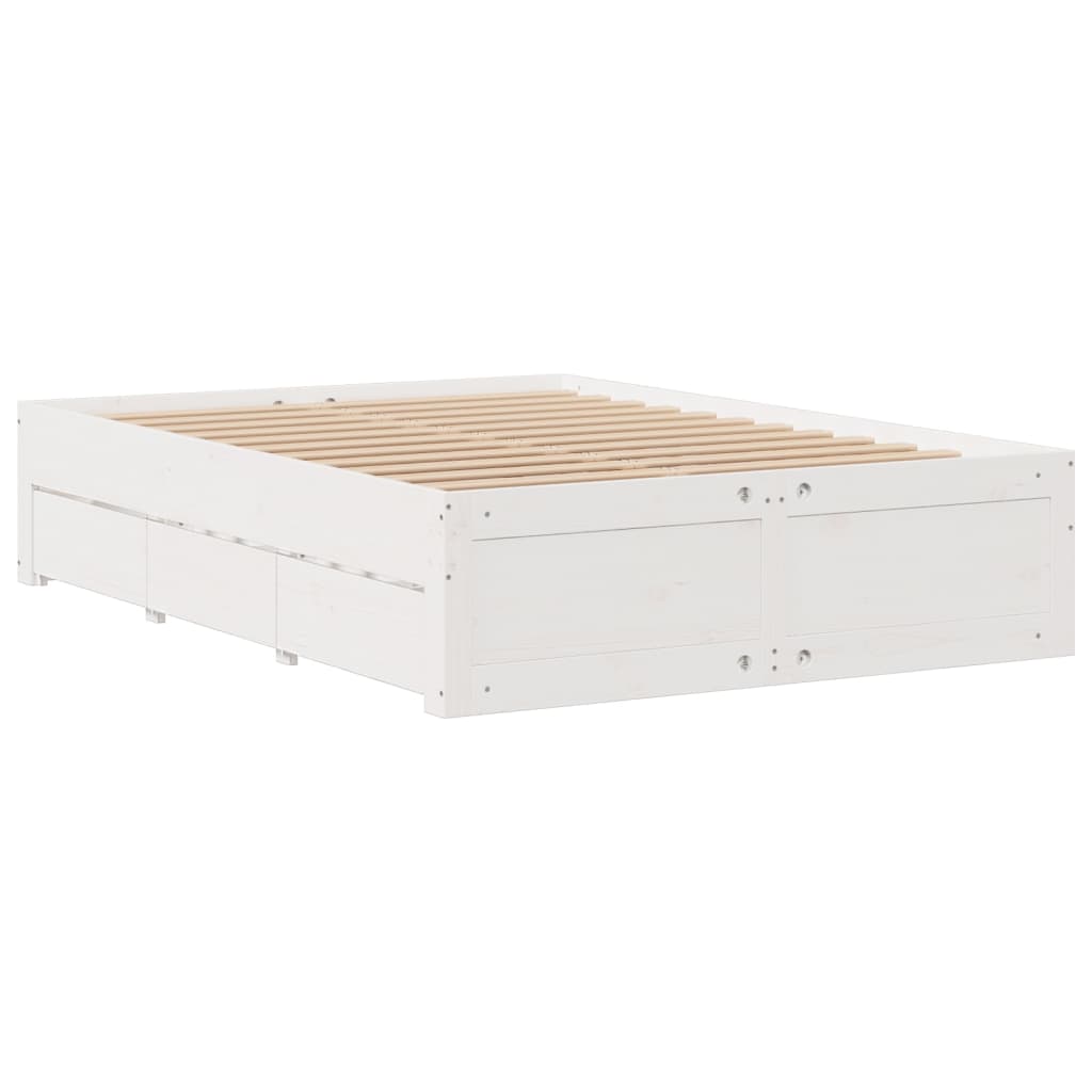 Bookcase Bed without Mattress White 140x190 cm Solid Wood Pine