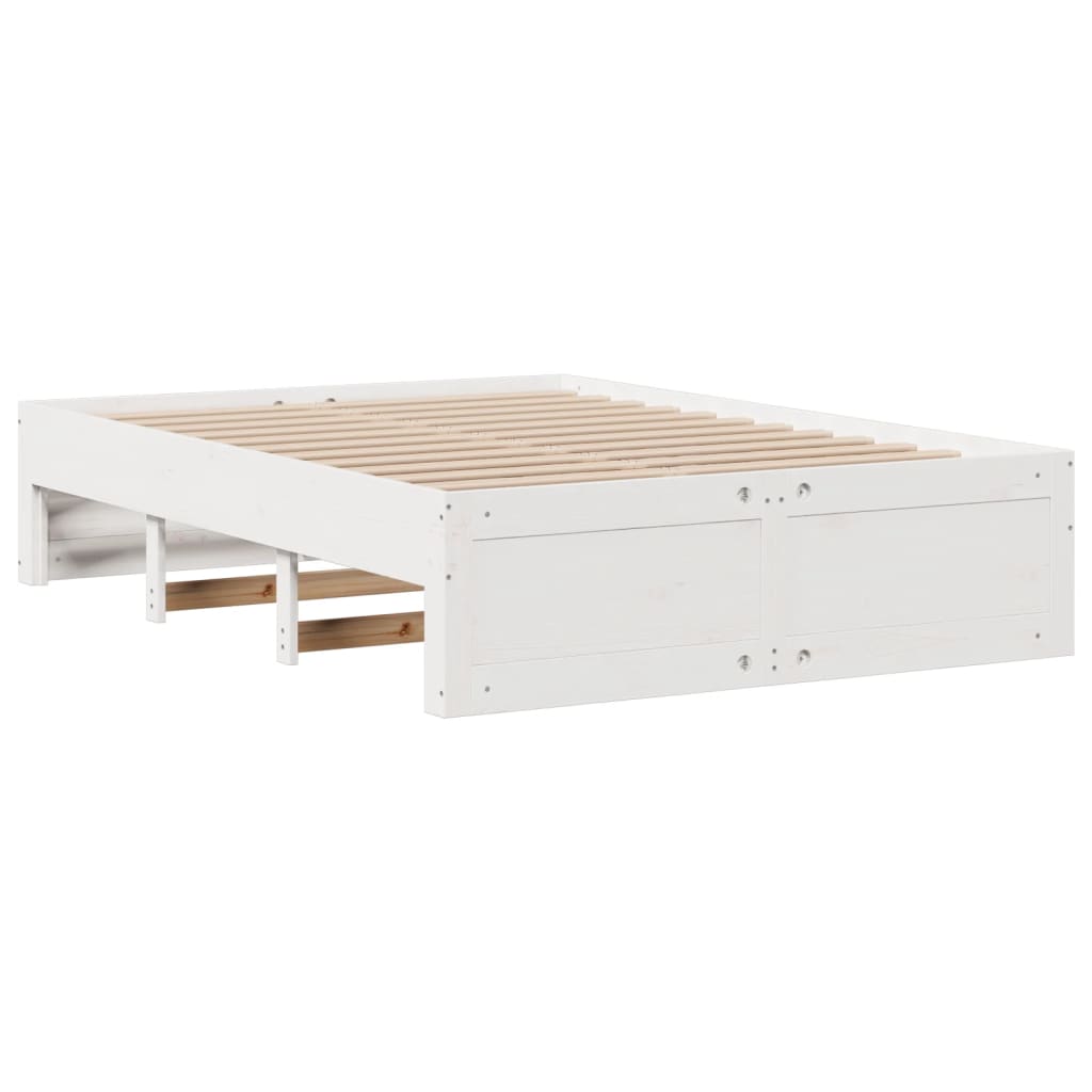 Bookcase Bed without Mattress White 140x190 cm Solid Wood Pine