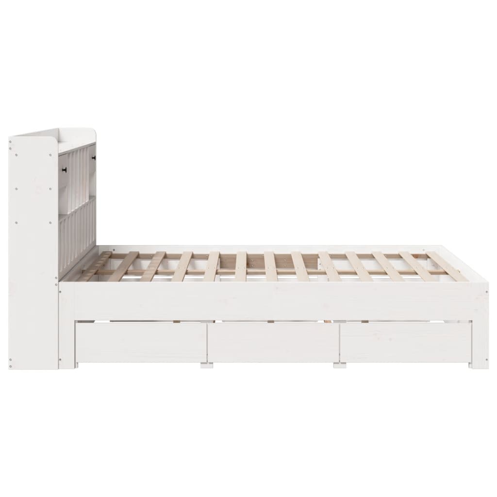 Bookcase Bed without Mattress White 140x190 cm Solid Wood Pine
