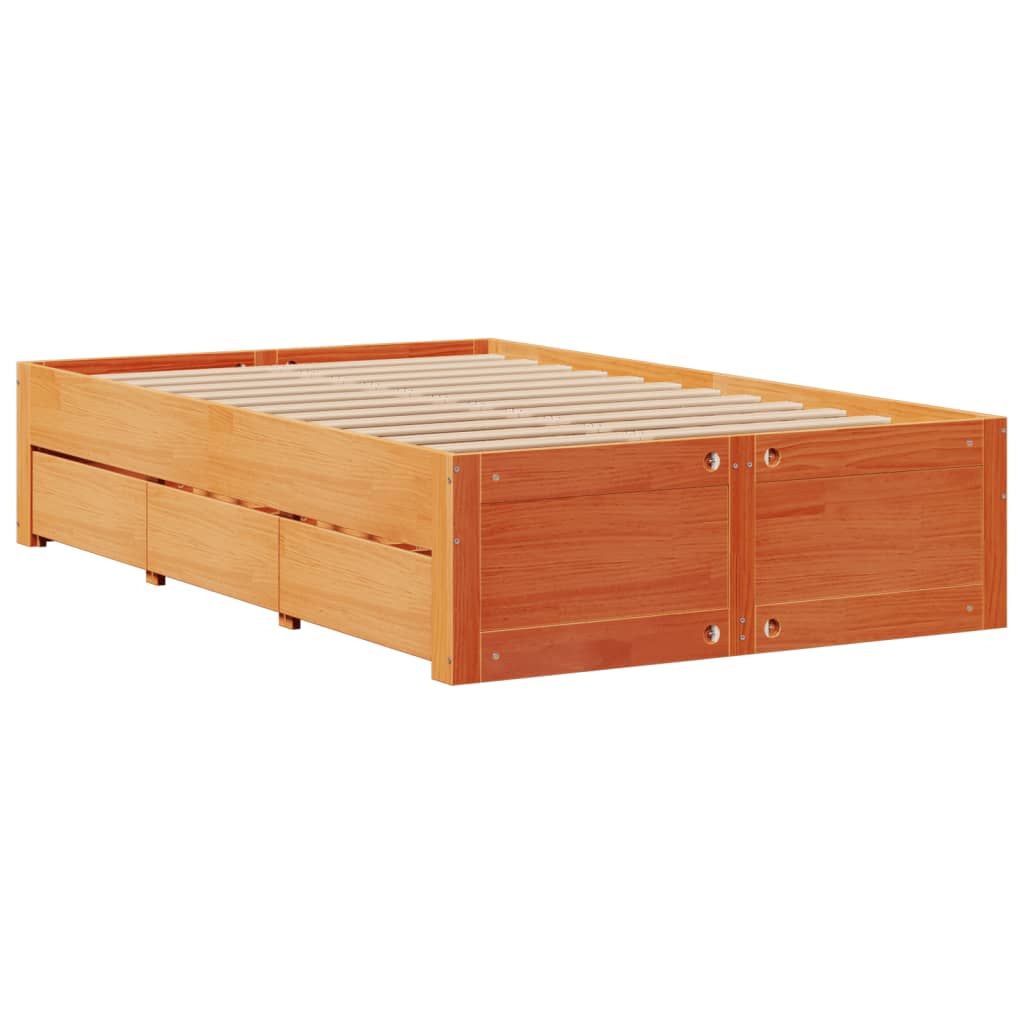 Bookcase Bed without Mattress Wax Brown 135x190 cm Double Solid Wood Pine