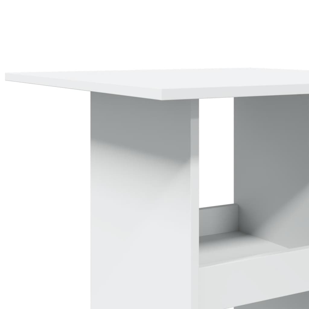 White Engineered Wood Bar Table with Storage 60x60x102 cm