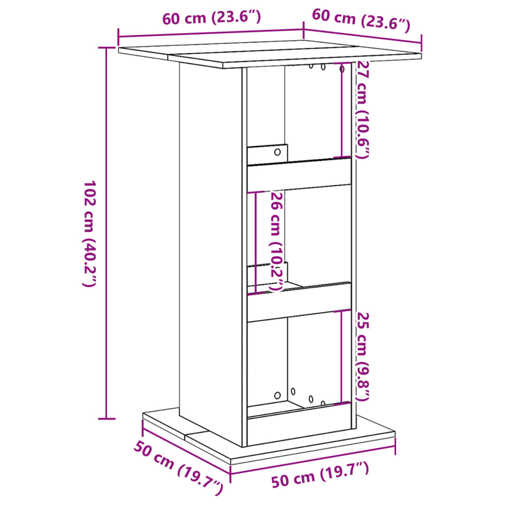 White Engineered Wood Bar Table with Storage 60x60x102 cm