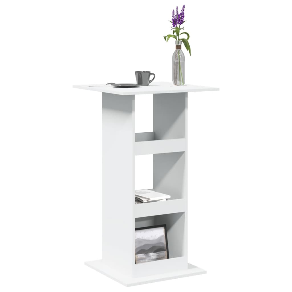 White Engineered Wood Bar Table with Storage 60x60x102 cm