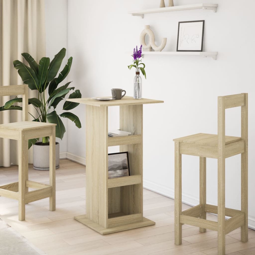 Sonoma Oak Bar Table with Storage 60x60x102 cm Engineered Wood