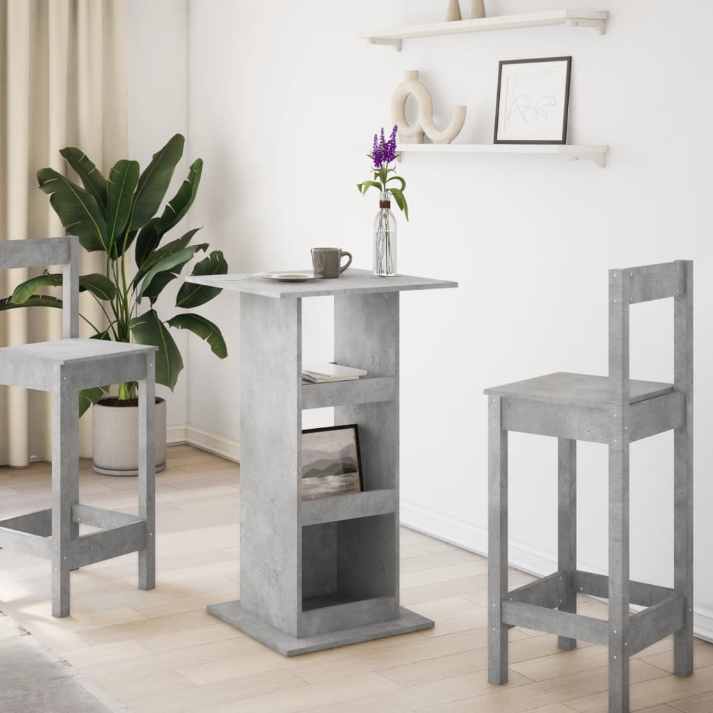 Concrete Grey Bar Table with Storage 60x60x102 cm Engineered Wood