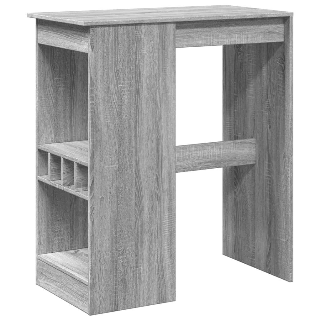 Grey Sonoma Engineered Wood Bar Table with Racks 90x47.5x103.5 cm