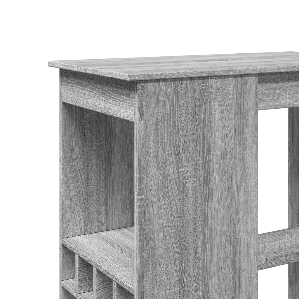 Grey Sonoma Engineered Wood Bar Table with Racks 90x47.5x103.5 cm
