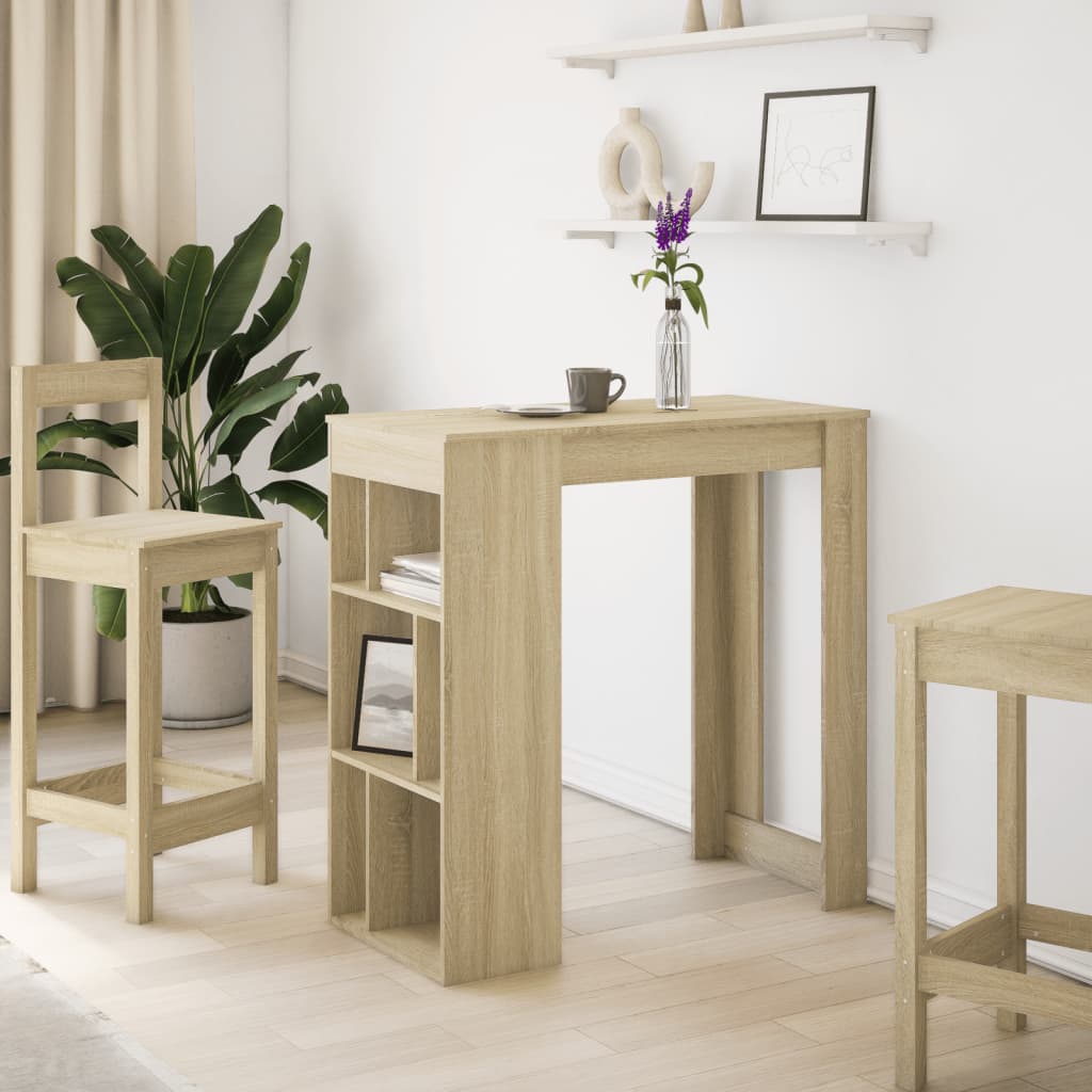 Sonoma Oak Bar Table with Racks, Engineered Wood 102x50x103.5 cm