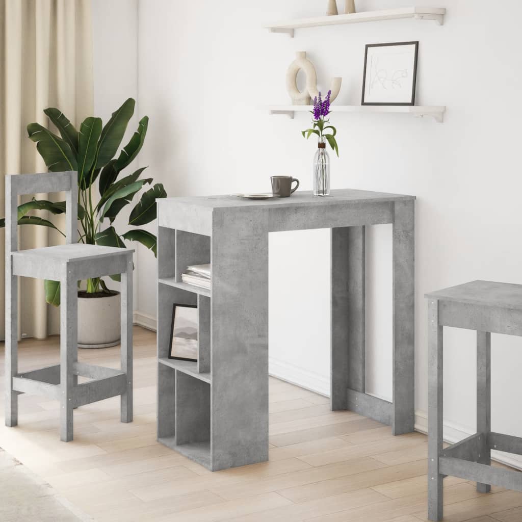 Concrete Grey Bar Table with Racks, 102x50x103.5 cm, Engineered Wood