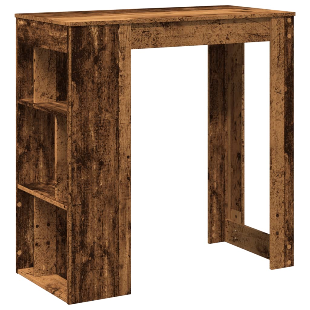 Rustic Engineered Wood Bar Table with Racks - 102x50x103.5 cm