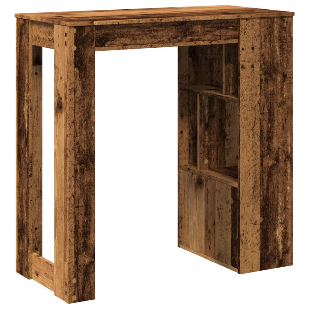 Rustic Engineered Wood Bar Table with Racks - 102x50x103.5 cm
