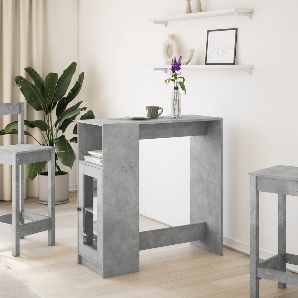 Concrete Grey Bar Table with Racks, 101x40x103.5 cm, Engineered Wood
