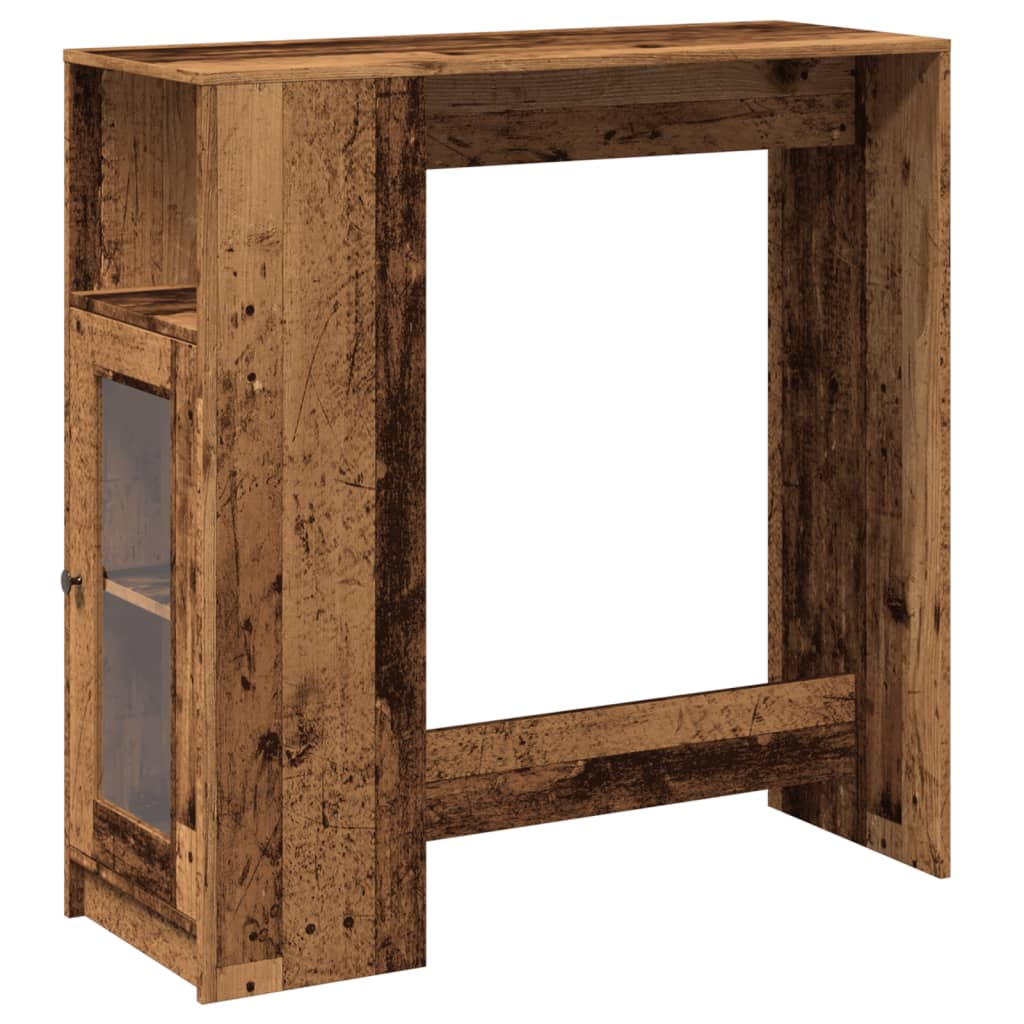 Rustic Bar Table with Racks - Old Wood Finish, 101x40x103.5 cm