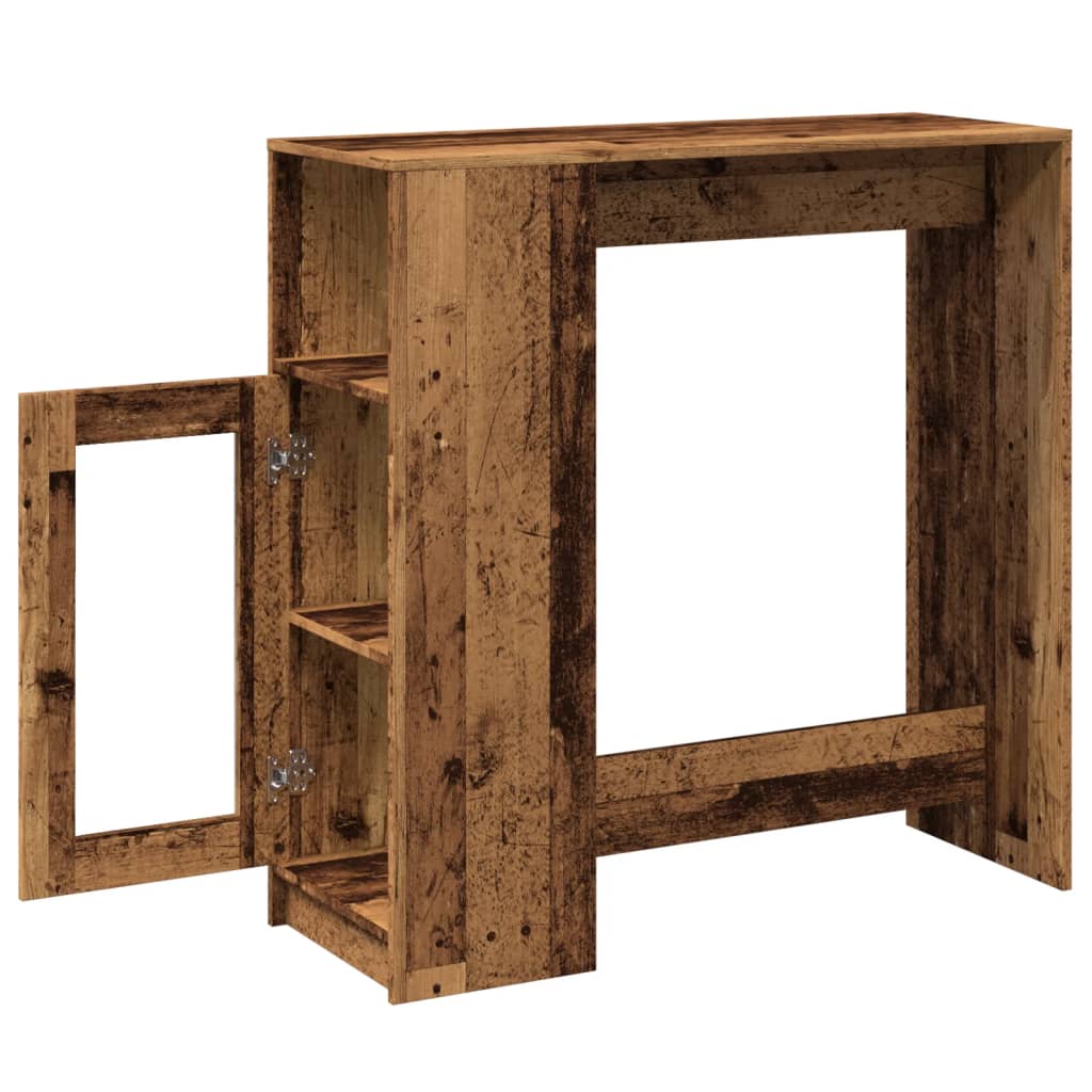 Rustic Bar Table with Racks - Old Wood Finish, 101x40x103.5 cm