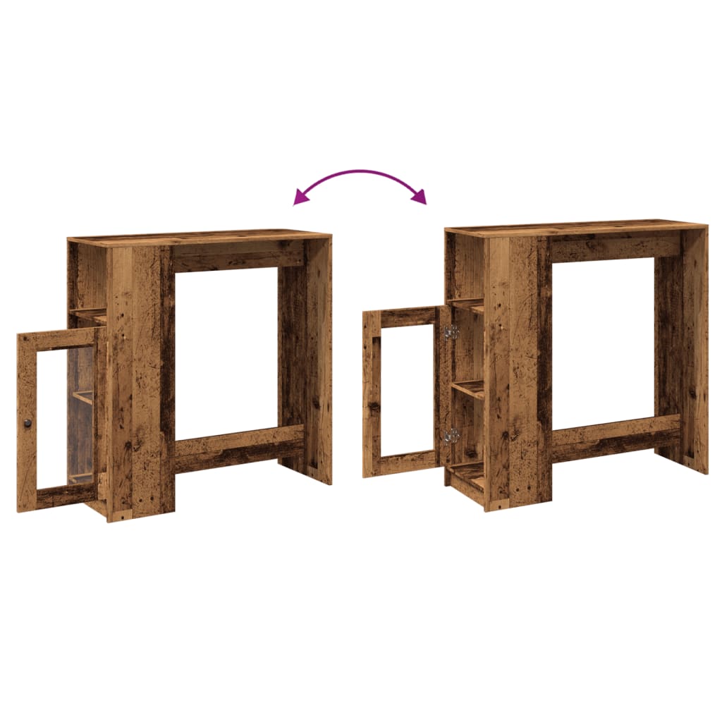 Rustic Bar Table with Racks - Old Wood Finish, 101x40x103.5 cm