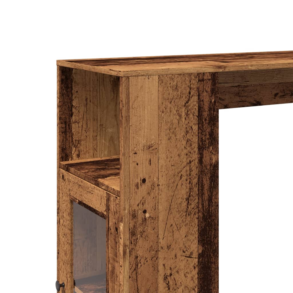 Rustic Bar Table with Racks - Old Wood Finish, 101x40x103.5 cm