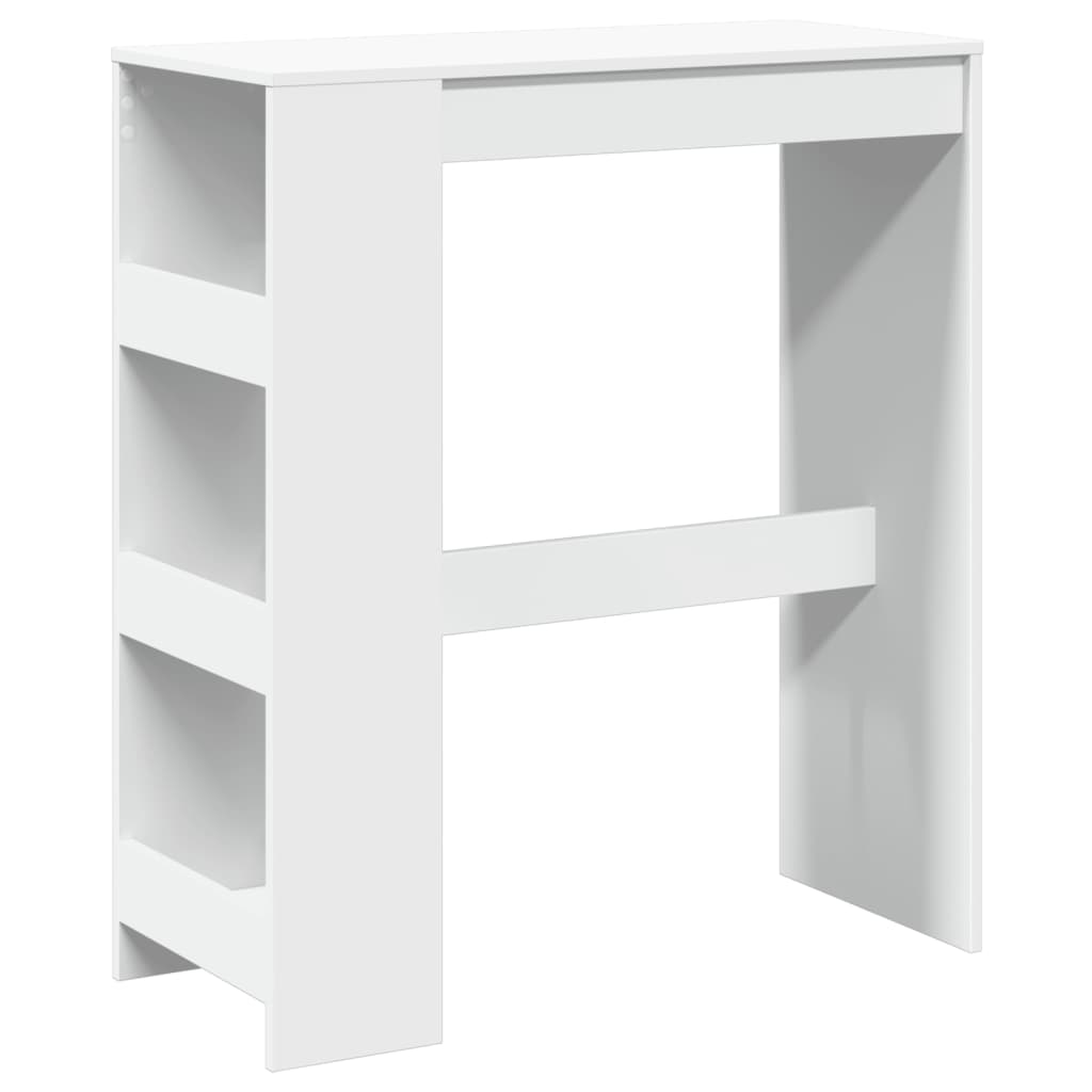 White Engineered Wood Bar Table with Racks, 90x40x103.5 cm