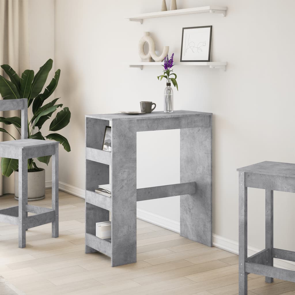 Concrete Grey Bar Table with Racks, 90x40x103.5 cm – Engineered Wood