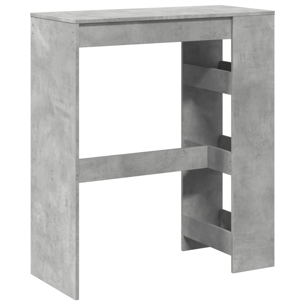 Concrete Grey Bar Table with Racks, 90x40x103.5 cm – Engineered Wood