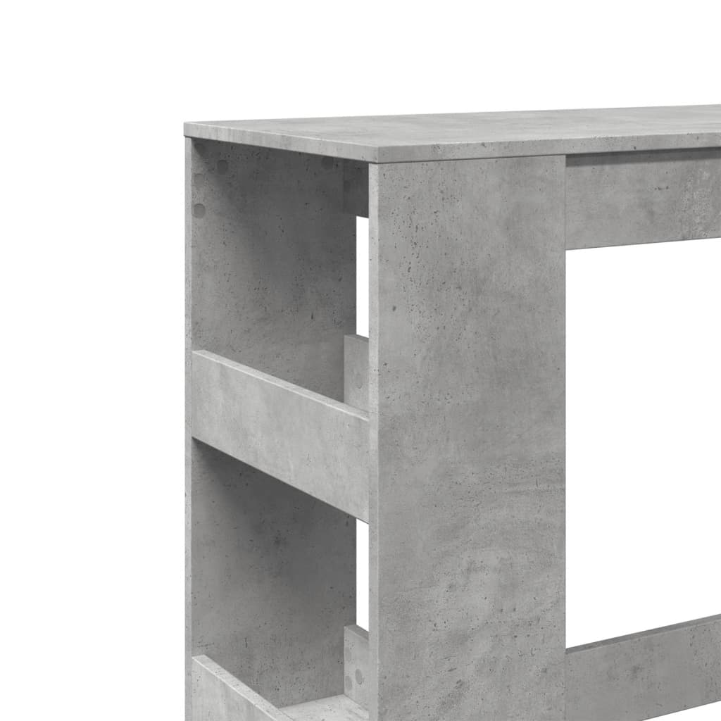 Concrete Grey Bar Table with Racks, 90x40x103.5 cm – Engineered Wood