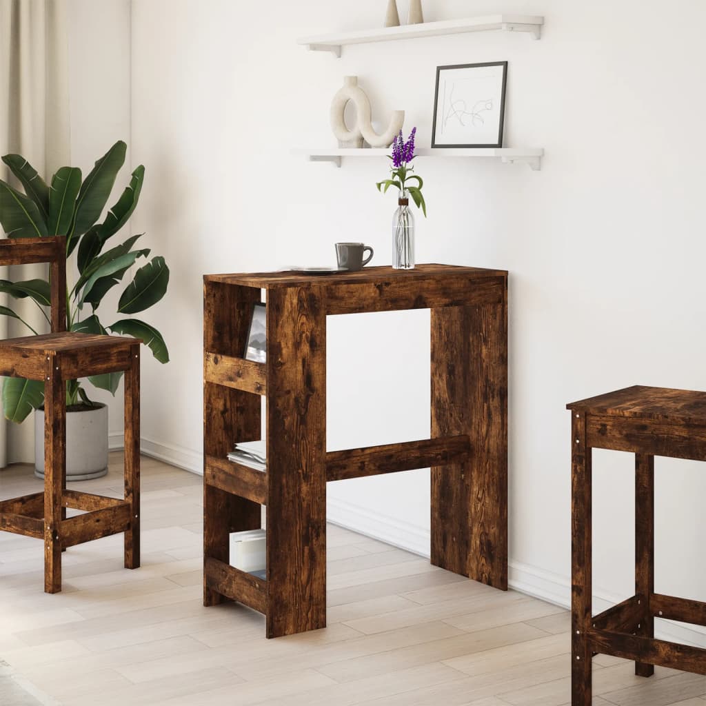 Smoked Oak Bar Table with Racks - 90x40x103.5 cm Engineered Wood
