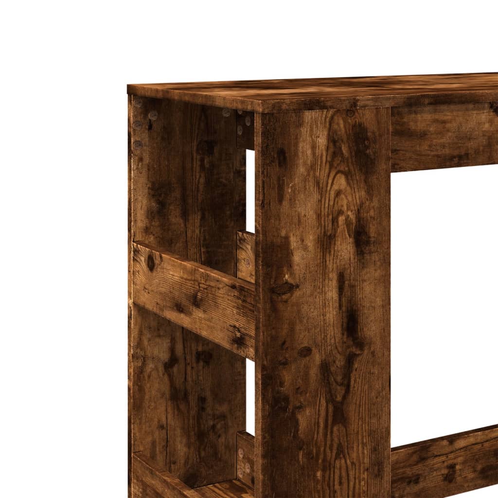 Smoked Oak Bar Table with Racks - 90x40x103.5 cm Engineered Wood