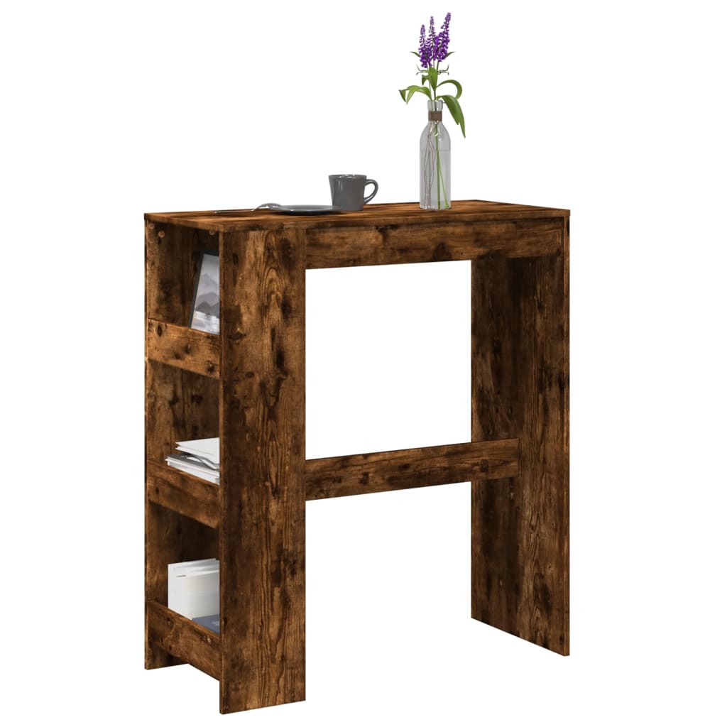 Smoked Oak Bar Table with Racks - 90x40x103.5 cm Engineered Wood