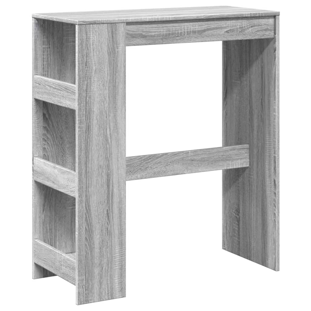 Grey Sonoma Engineered Wood Bar Table with Racks - 90x40x103.5 cm